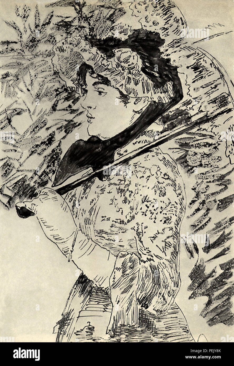 Femme avec un parasol, Manet, Edouard Banque D'Images