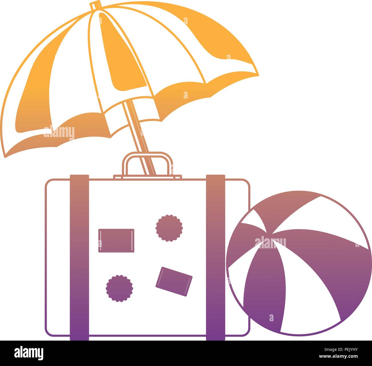 Valise de voyage plage avec parasol et bal sur fond blanc, vector  illustration Image Vectorielle Stock - Alamy