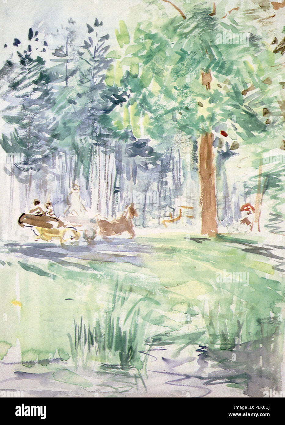 Transport dans le Bois de Boulogne, Allée des poteaux, Morisot, Berthe Banque D'Images