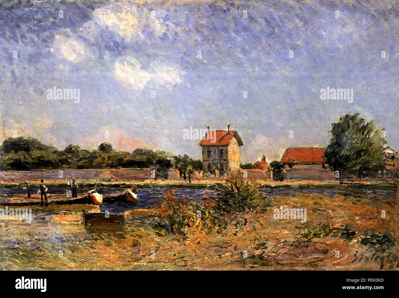 Rives du Canal du Loing à Moret, Sisley, Alfred Banque D'Images
