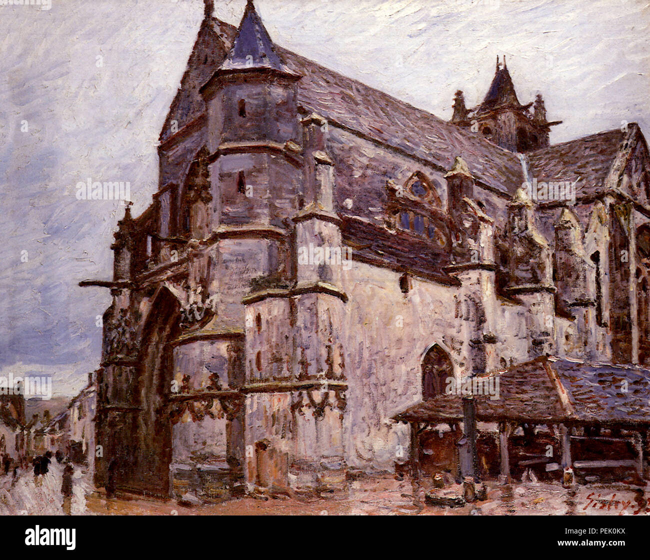 Église de Moret : temps pluvieux, matin, Sisley, Alfred Banque D'Images
