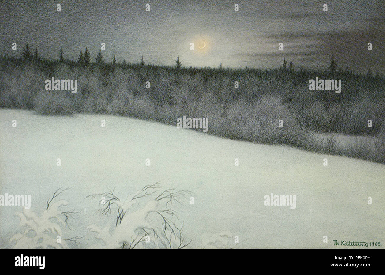 Nouvel An, Nouvelle Lune, Theodor Kittelsen Banque D'Images