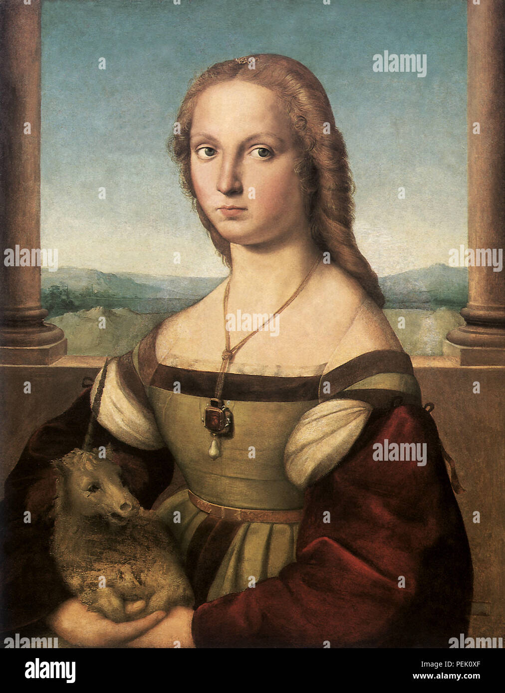 Dame avec une licorne, Raphaël, Raffaello S. Banque D'Images