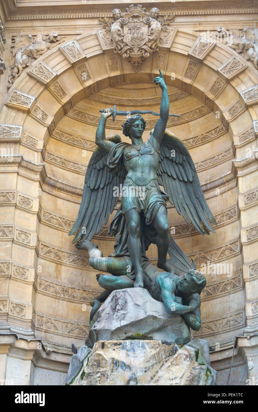 Fontaine Saint-Michel, Place Saint-Michel, Quartier Latin, Paris, France Banque D'Images