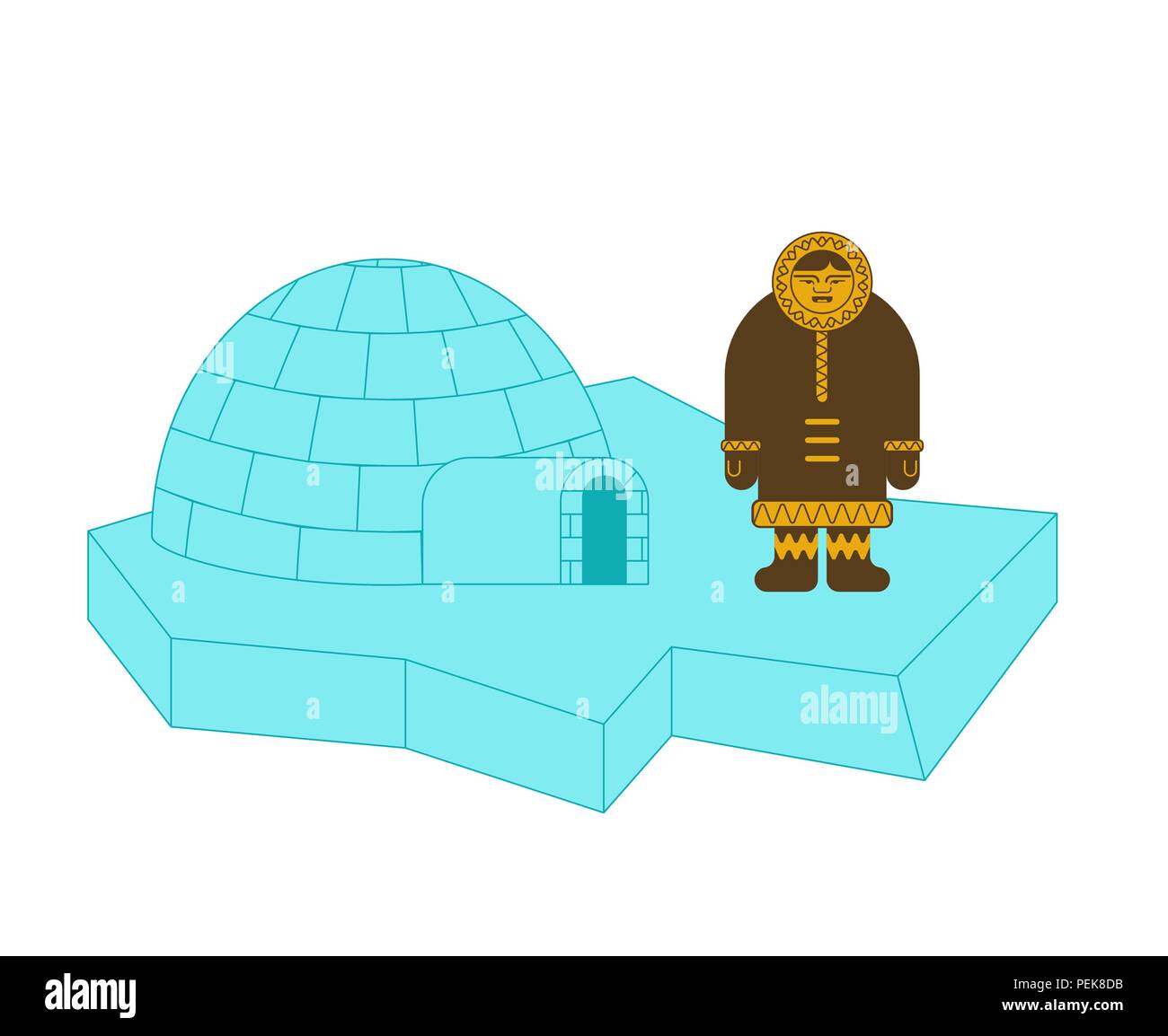 Eskimo et Inuit Igloo. isolé de l'homme traditionnels de l'Arctique au nord. Illustration Vecteur de Chukchi Illustration de Vecteur