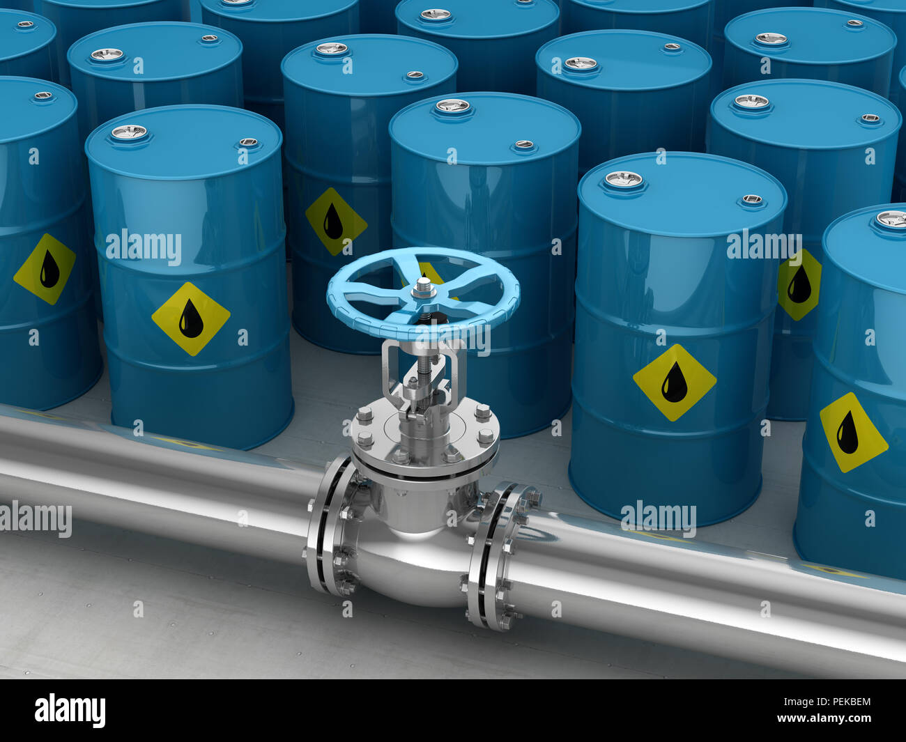 Distributeur de gaz industriels et le baril , c'est un rendu 3d'image de synthèse. Isolé sur blanc. Banque D'Images