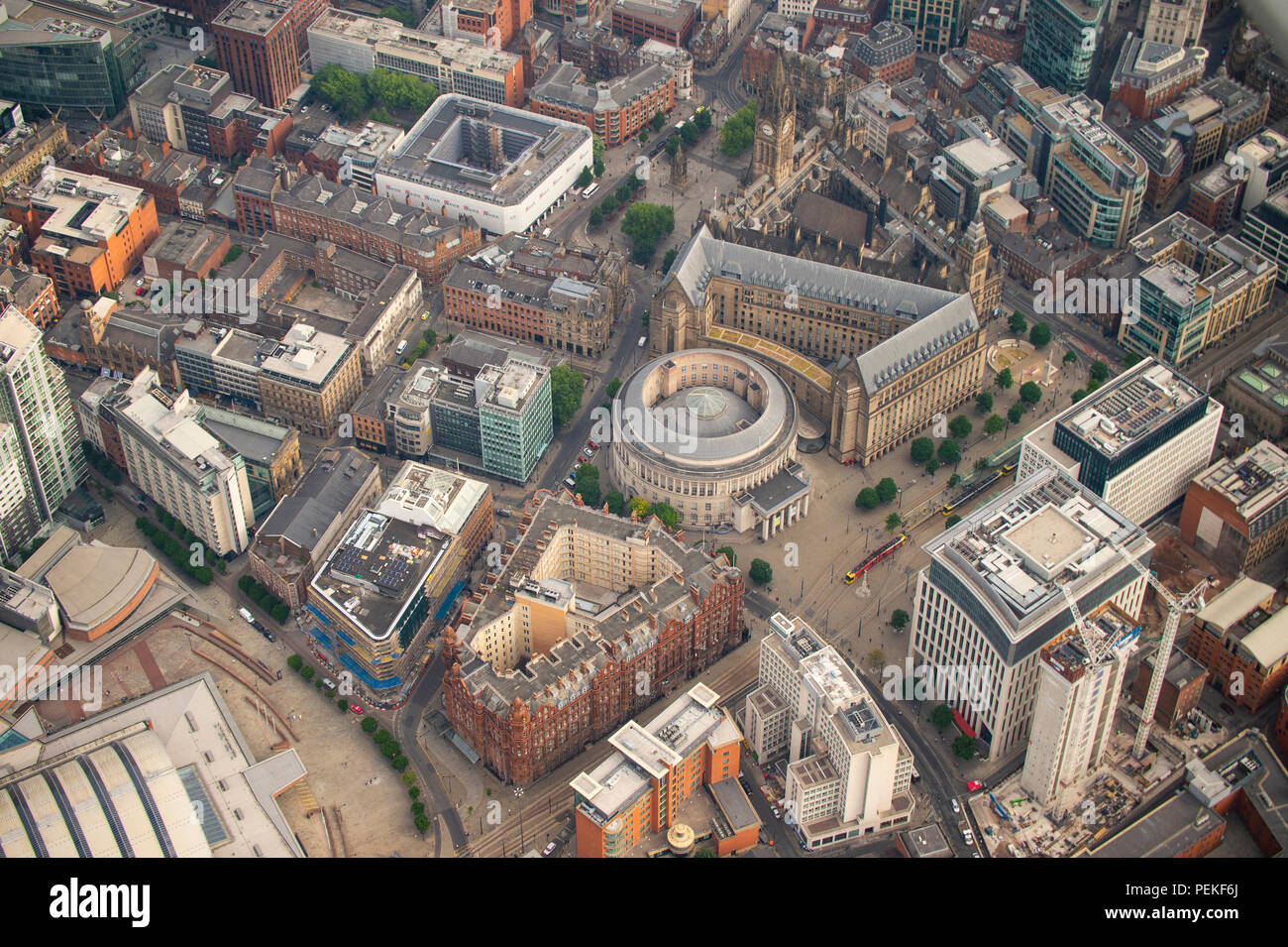 Hôtel de ville de Manchester photo aérienne complexe Banque D'Images