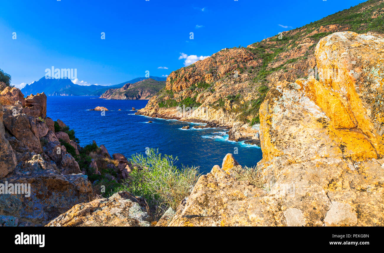 Impressionnant paysage de Corse,vue panoramique,France. Banque D'Images