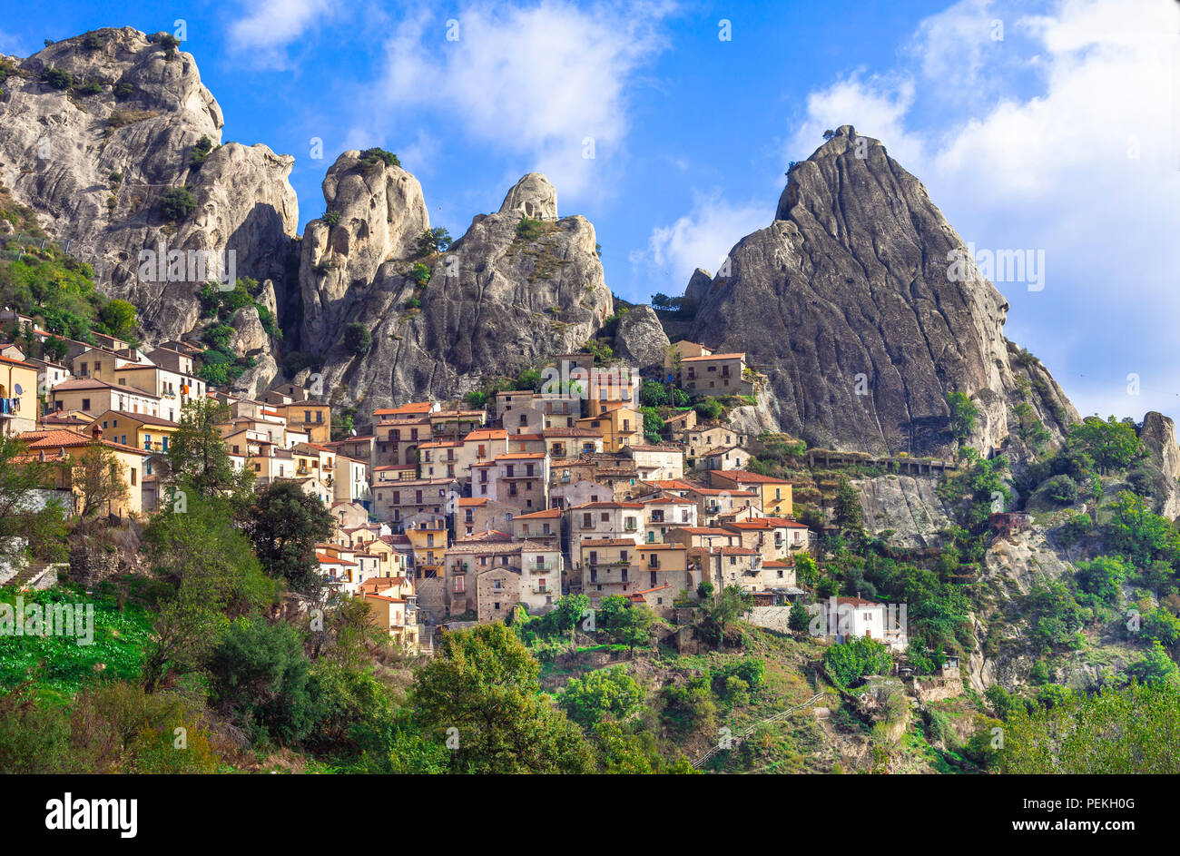 Castelmezzano impressionnant,village,vue panoamic Basilicate,Italie. Banque D'Images