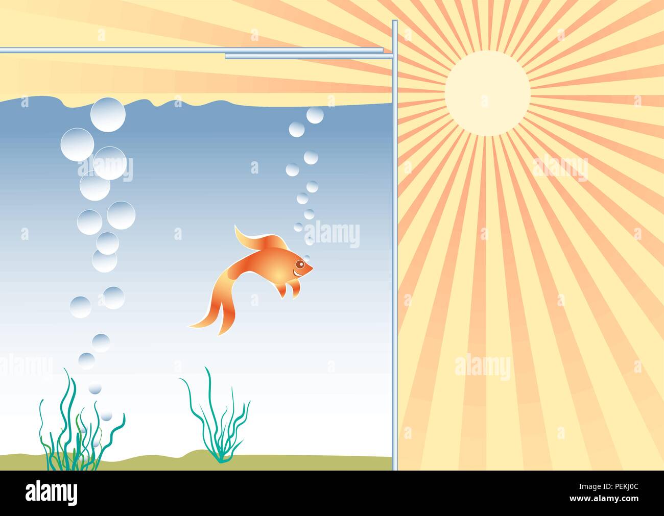 Poissons rouges dans l'aquarium dans de bonnes conditions. Illustration de Vecteur