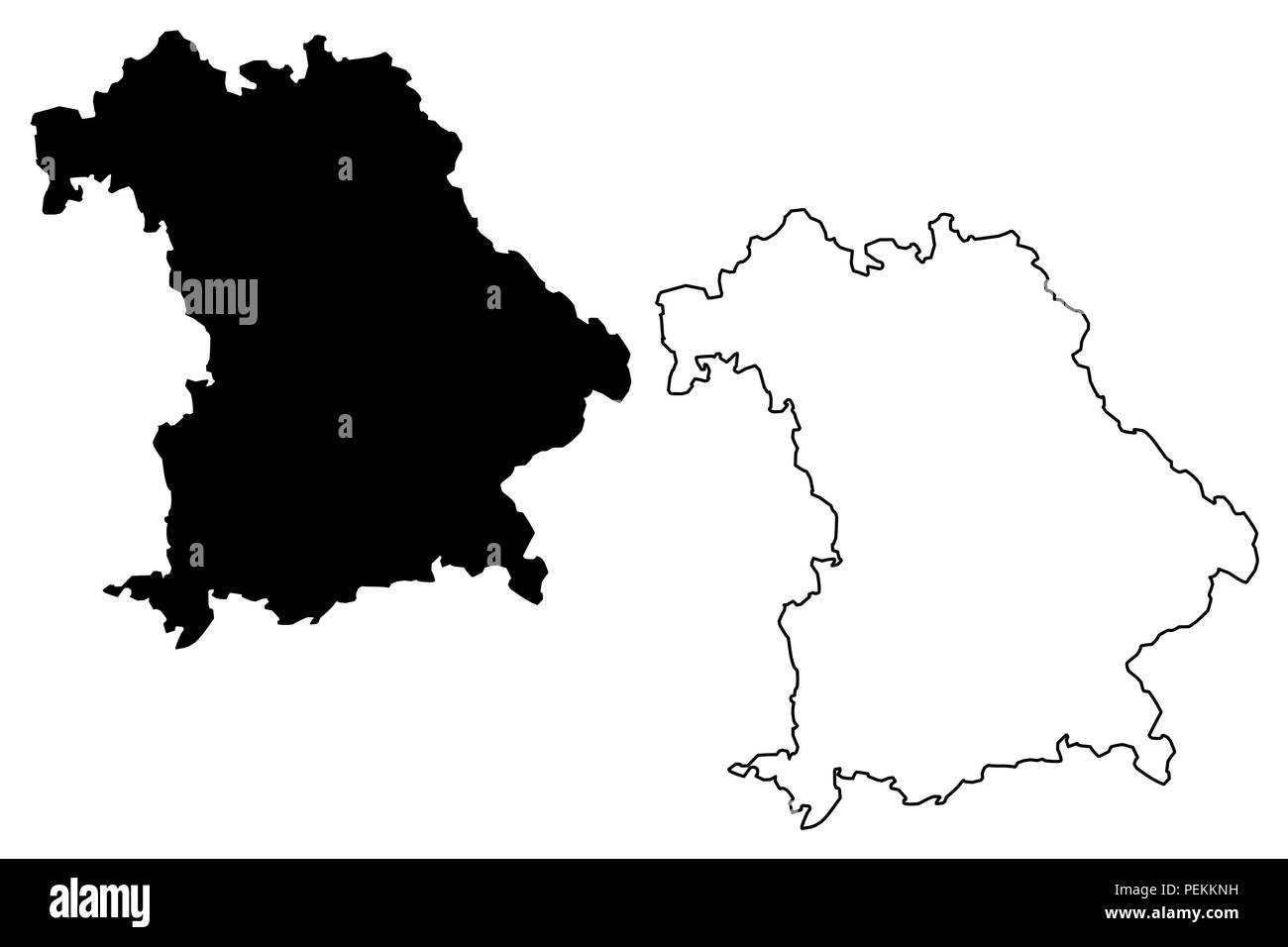 Bavière (République fédérale d'Allemagne, l'état de l'Allemagne) map vector illustration gribouillage, croquis Bavière(État libre de Bavière) (carte) Illustration de Vecteur