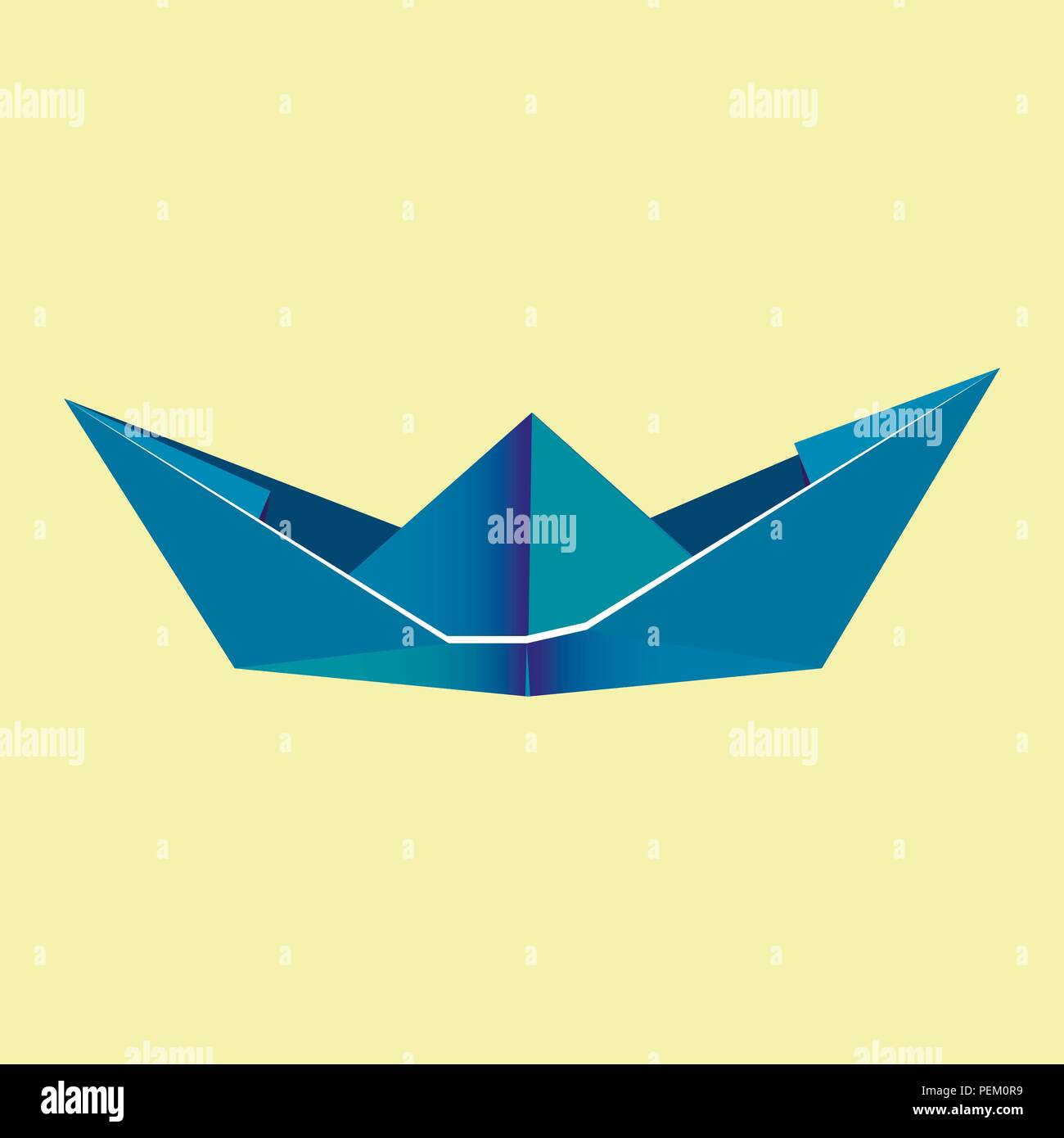 Origami Papier bleu bateau Illustration de Vecteur