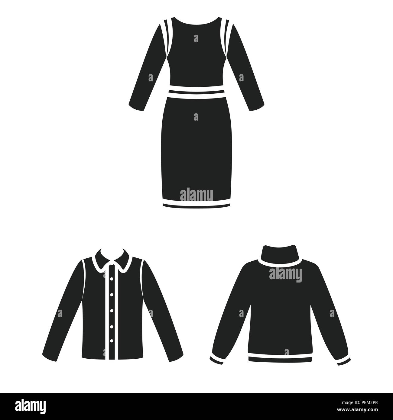 Différents types de vêtements icônes noires dans set collection pour la conception. Vêtements et style symbole vecteur illustration de stock. Illustration de Vecteur