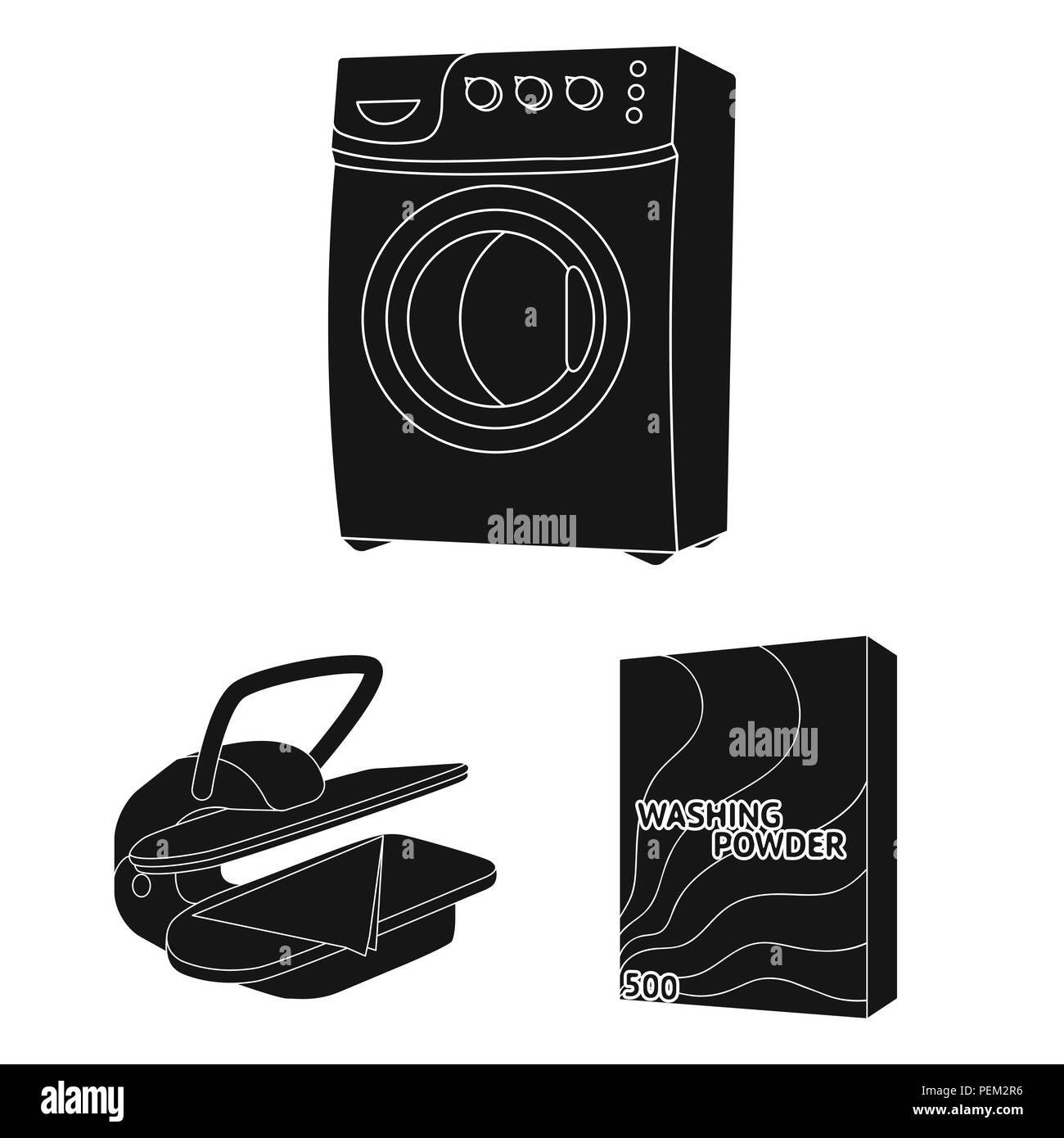 Équipement de nettoyage à sec des icônes noires dans set collection pour la conception. Lavage et repassage de vêtements symbole vecteur illustration de stock. Illustration de Vecteur