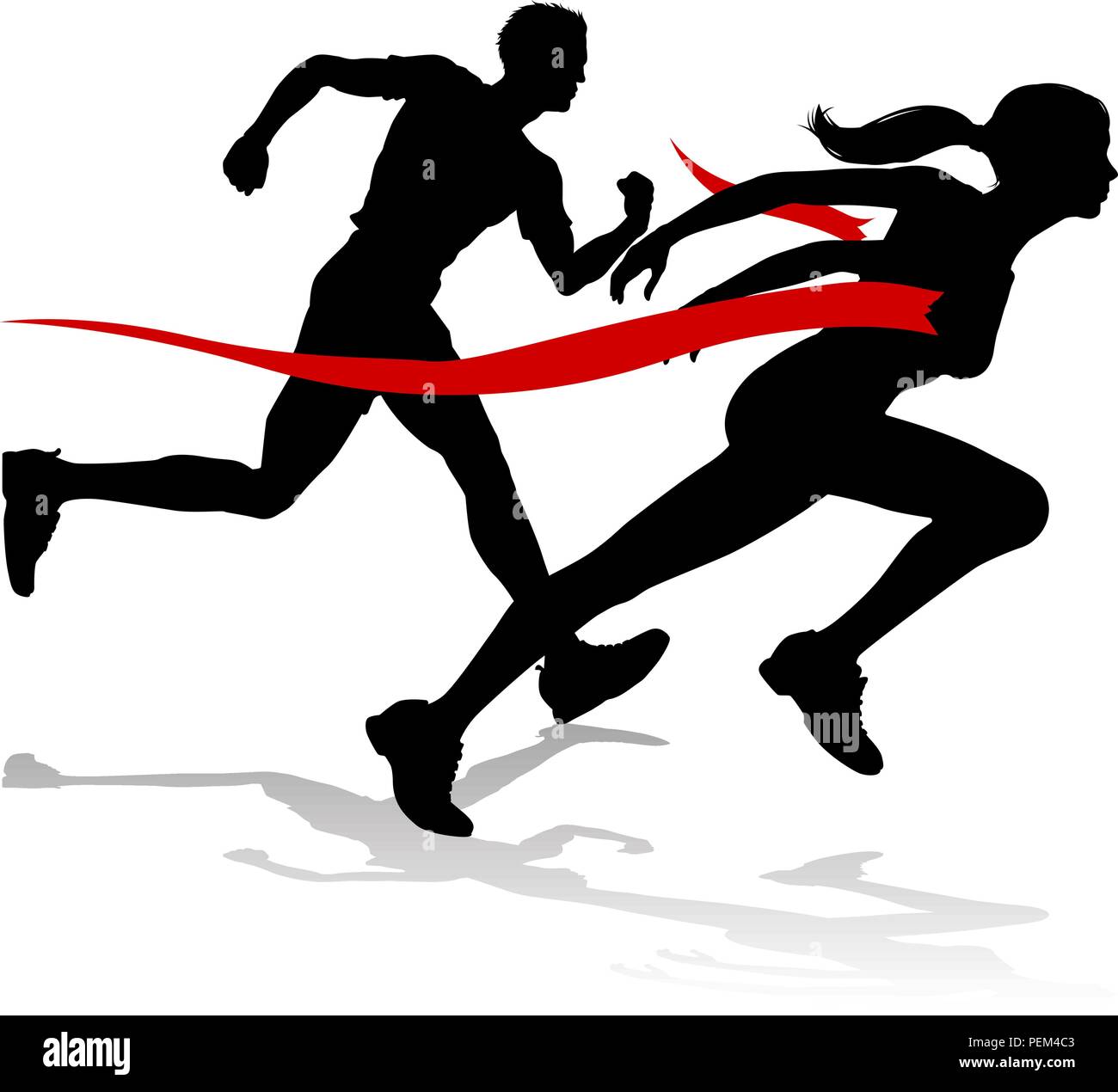 Ligne d'arrivée de course coureur Athlétisme Silhouette Vecteurs Et