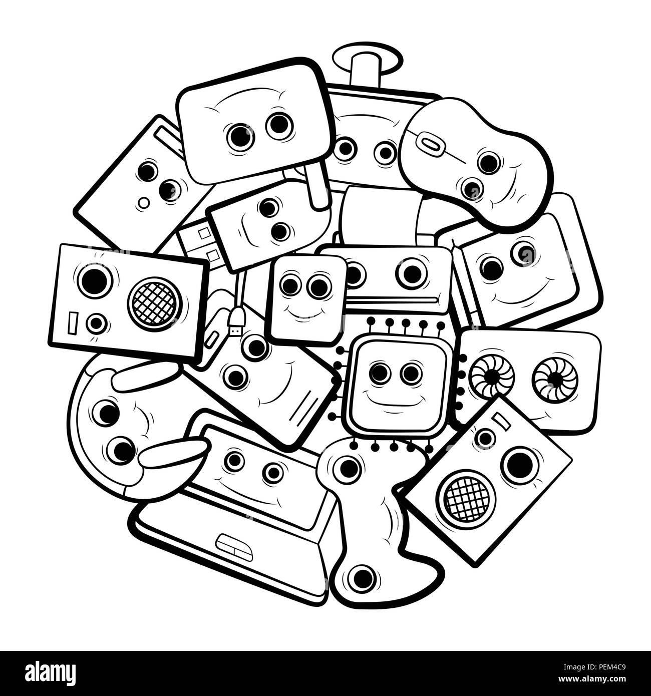 Illustration Vecteur De Conception Informatique Livre De Coloriage Personnage Un Equipement Informatique Image Vectorielle Stock Alamy