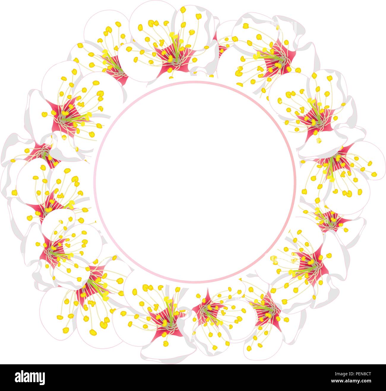 Fleur de prunier blanc couronne de bannière. Vector Illustration. Illustration de Vecteur