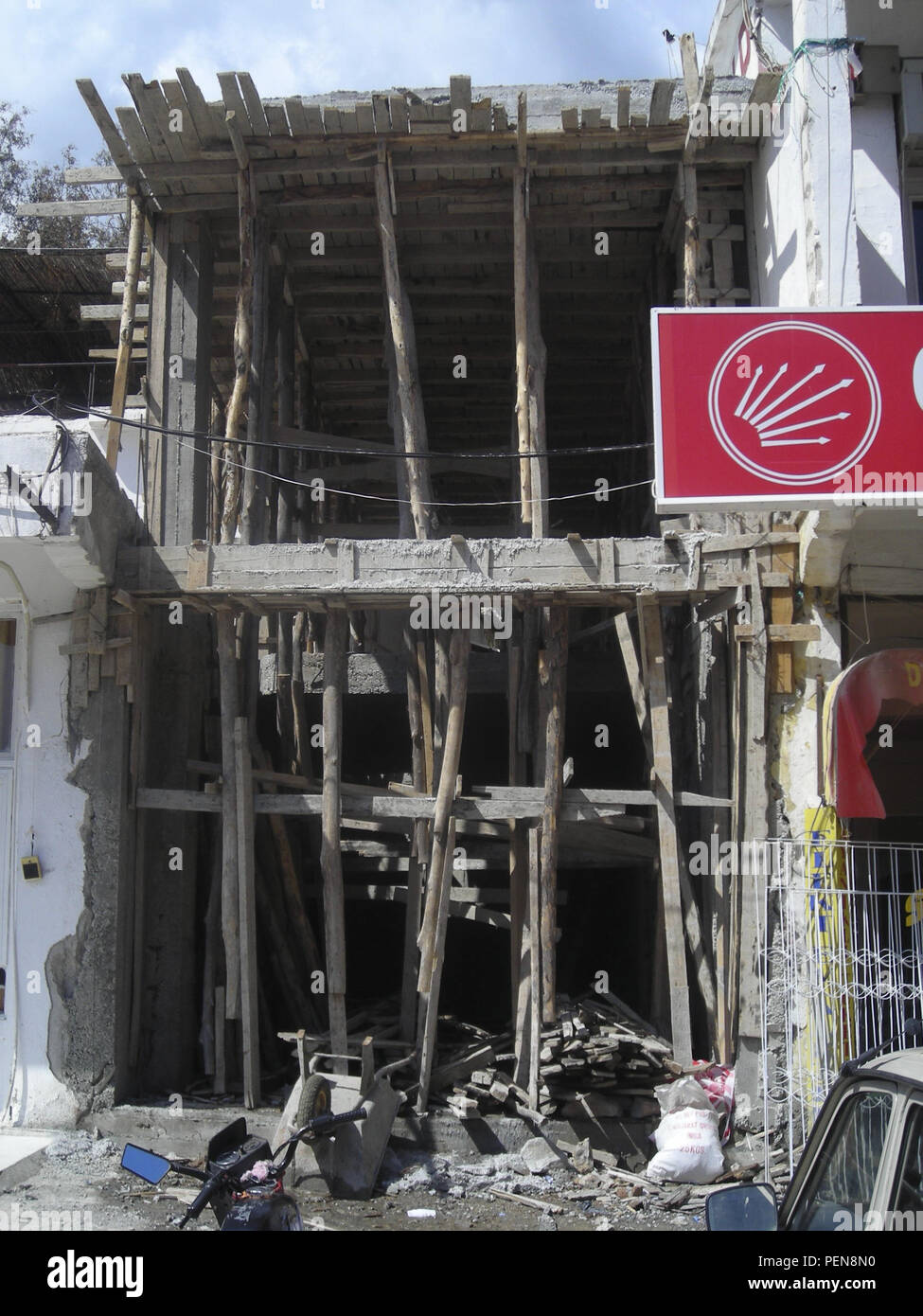 Gefährliche Baustelle in der Türkei - wackelige Vuilleme Banque D'Images