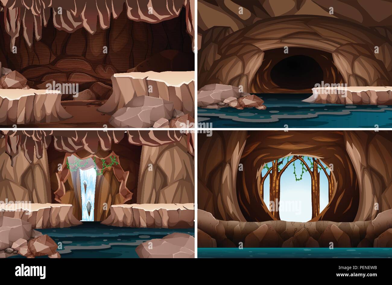 Un ensemble de grottes nature illustration Illustration de Vecteur