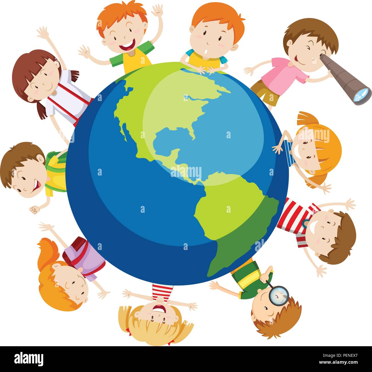 Children globe cartoon illustration Banque de photographies et d’images ...