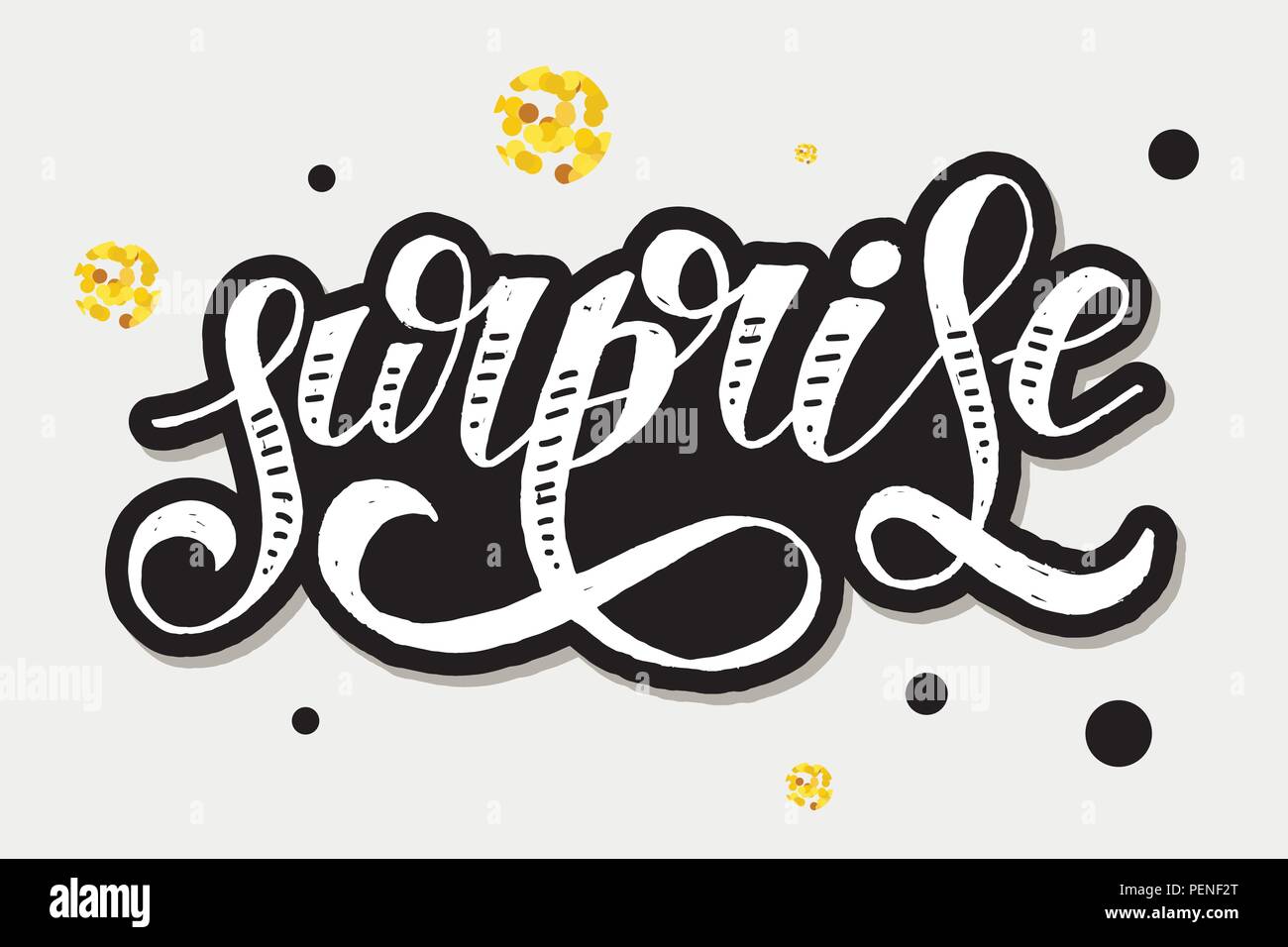 Pinceau Calligraphie lettrage surprise de texte autocollant vectorielles Illustration de Vecteur