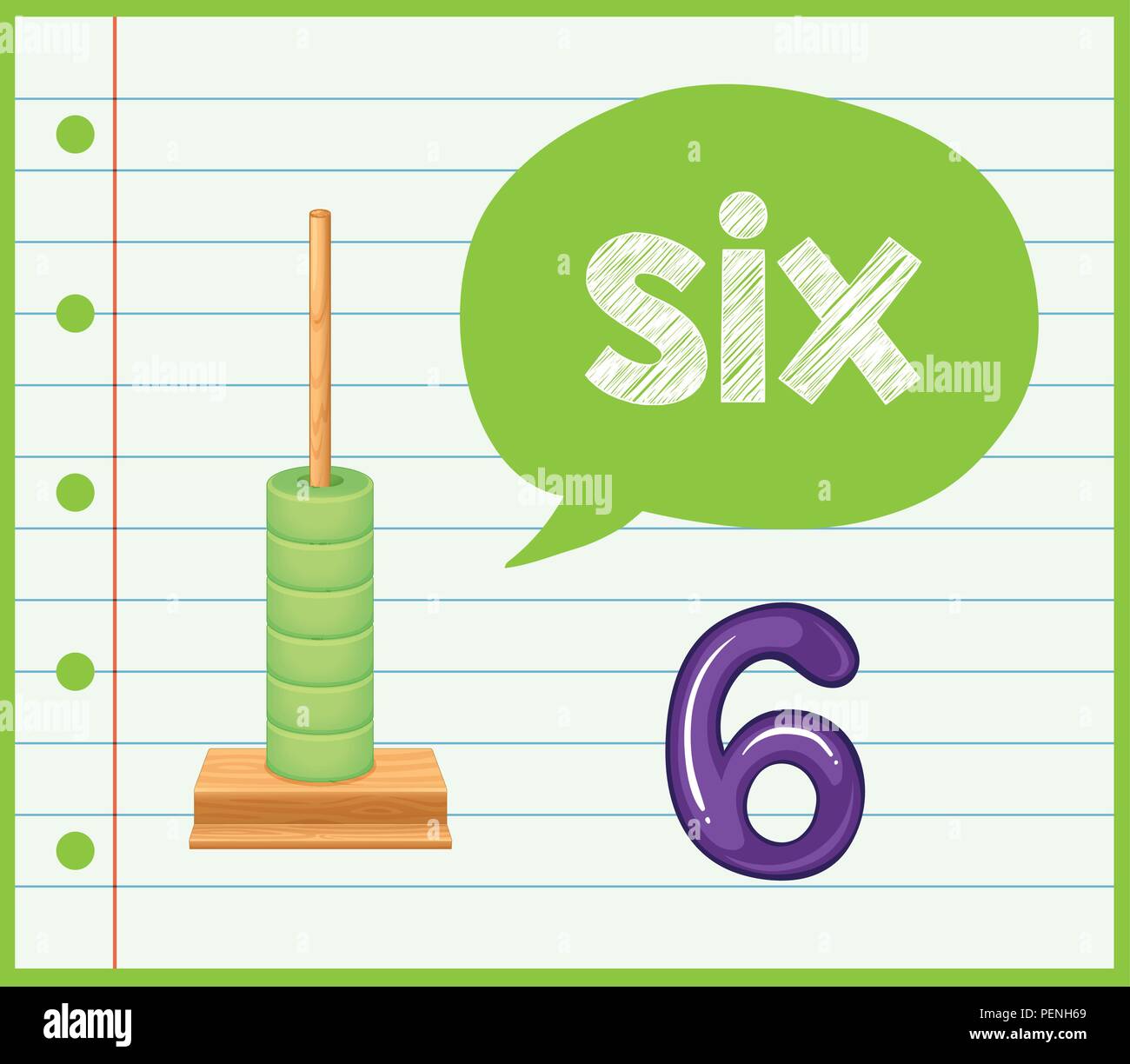 Comptage mathématique numéro six illustration Illustration de Vecteur