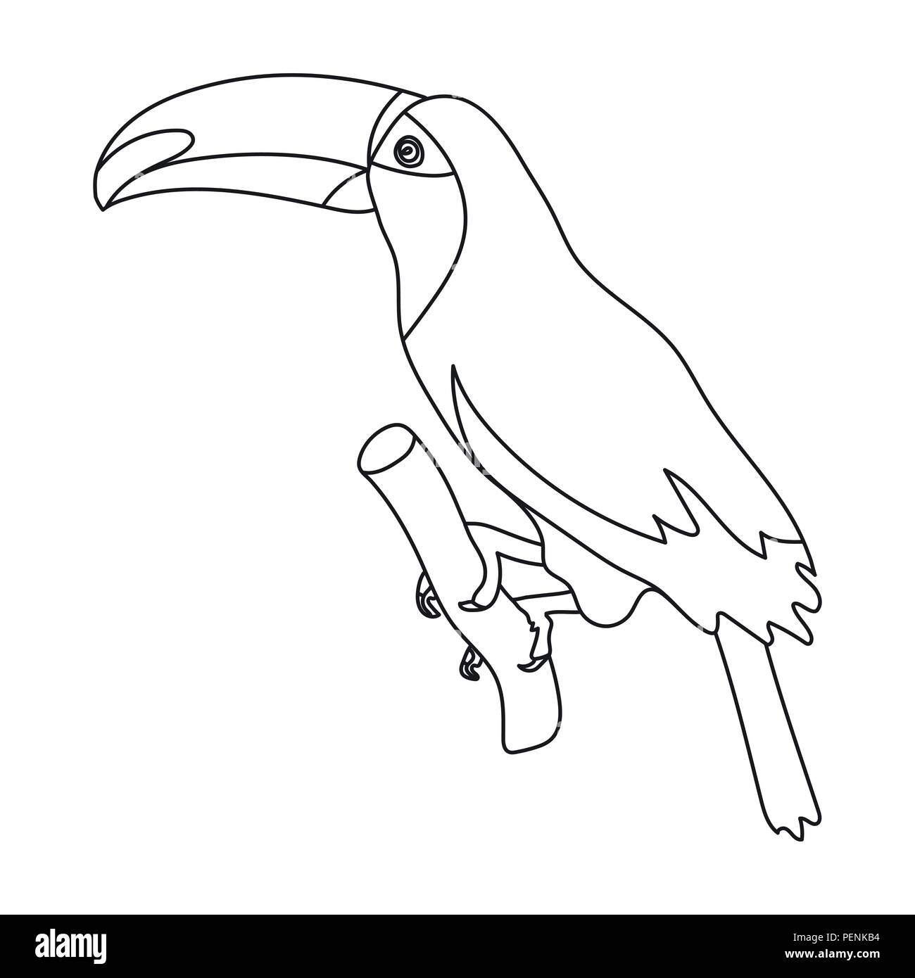 Dans l'icône brésilienne toucan avant-projet isolé sur fond blanc. Brésil pays stock symbol vector illustration. Illustration de Vecteur