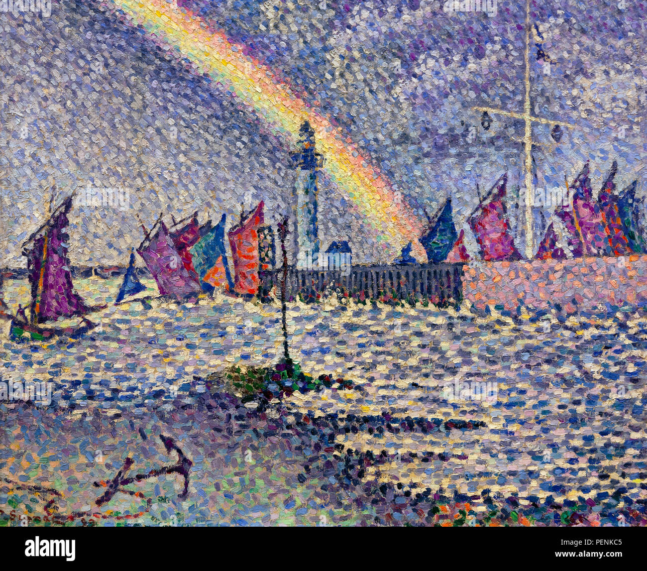 Entrée du port de Honfleur, Paul Signac, 1899, Indianapolis Museum of Art, Indianapolis, Indiana, USA, Amérique du Nord Banque D'Images