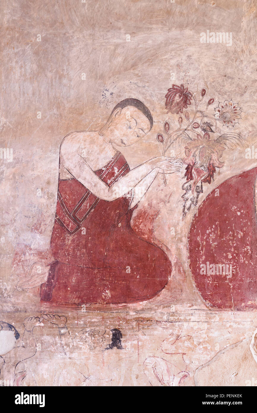 Peinture murale, Pahto Sulamani, Bagan Banque D'Images