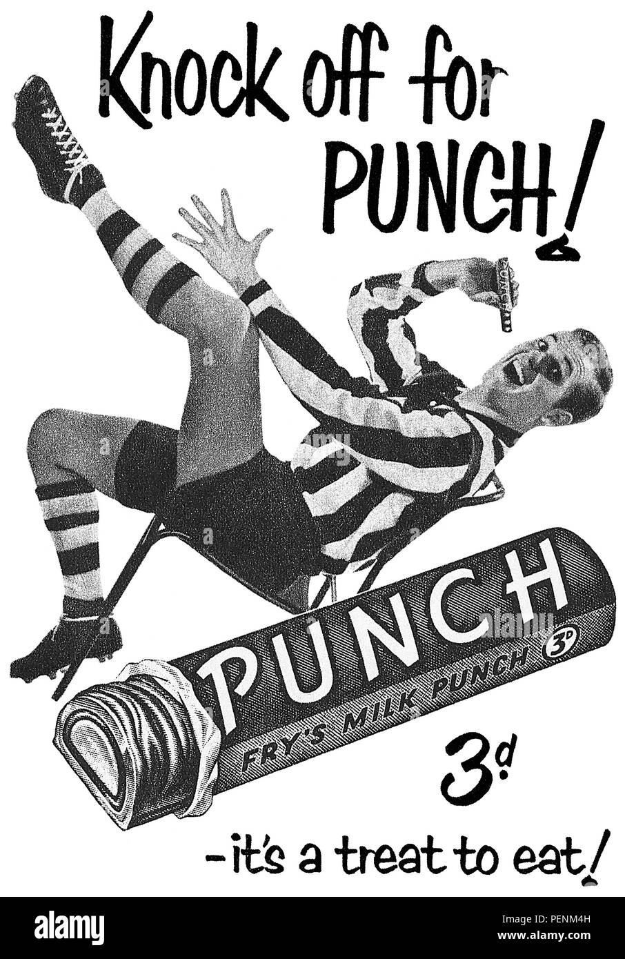 1957 La publicité pour le lait au chocolat Punch Fry's bar. Banque D'Images
