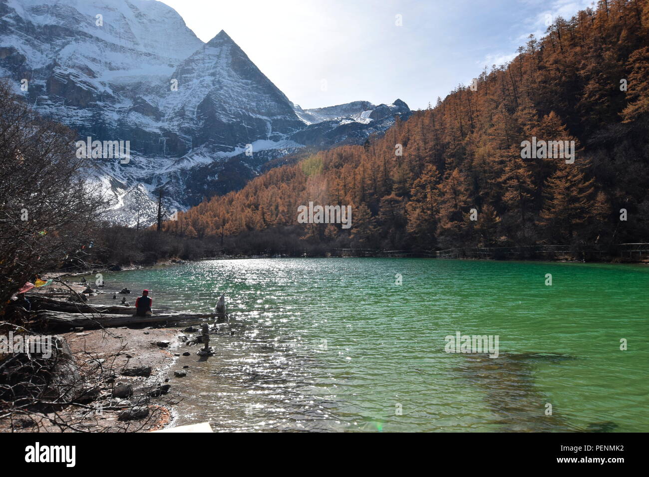 Zhuoma La Lake, parc national,Daocheng Yading, Sichuan, Chine Banque D'Images