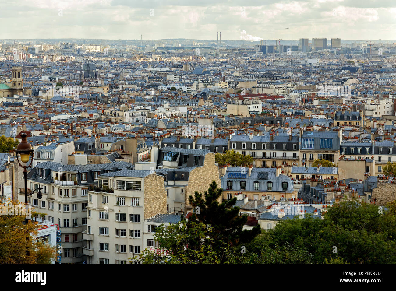 Panorama de Paris à partir de la Basilique du Sacré-Cœur. Paris, France. Banque D'Images