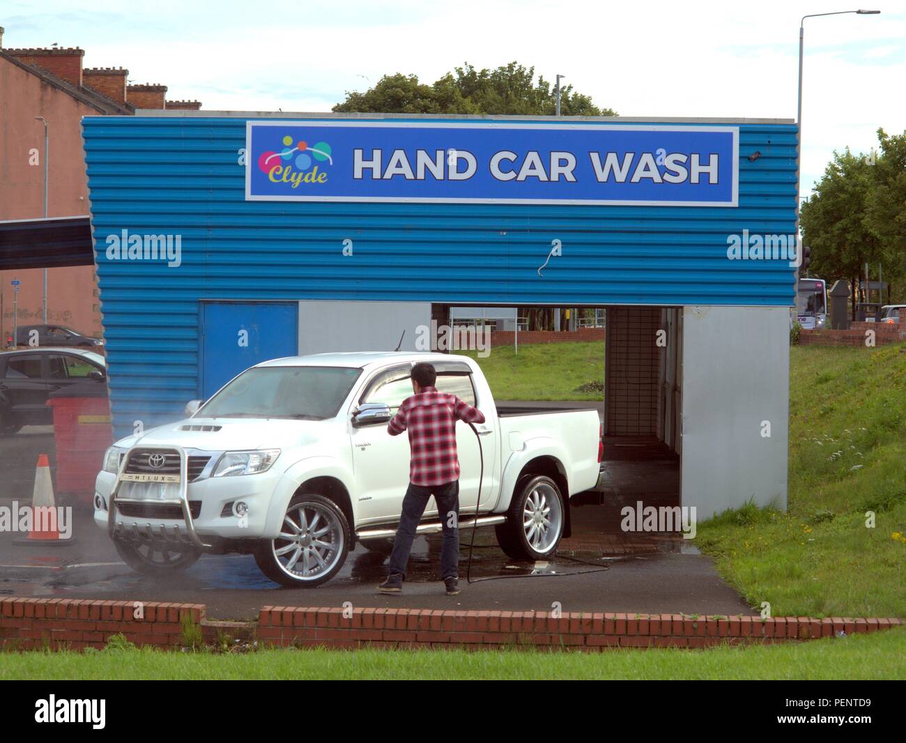 Clyde lavage de voiture lavage de voiture main Whitecrook 81 St, G81 1QW Clydebank Banque D'Images