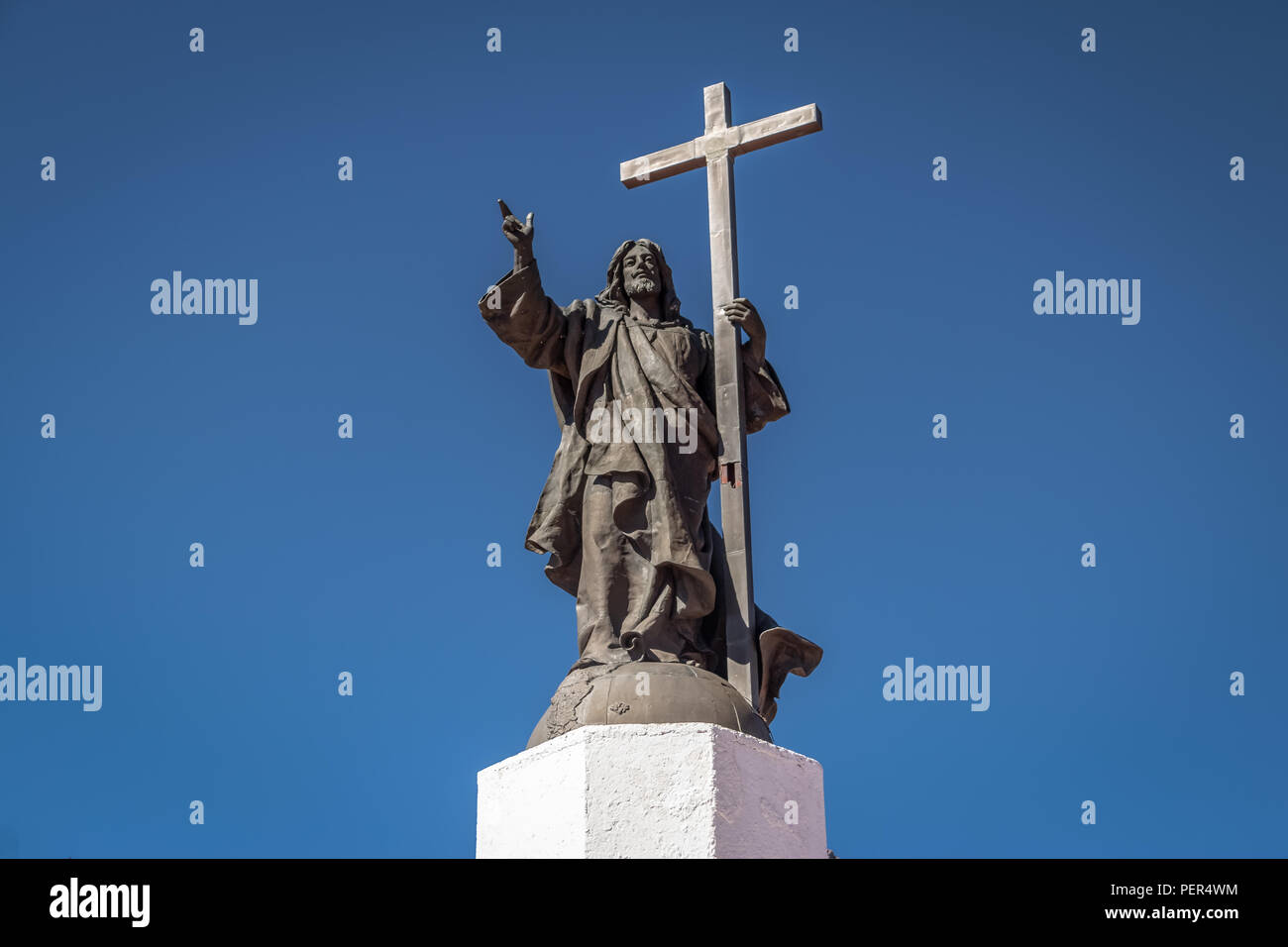 Cristo Redentor de Los Andes (le Christ Rédempteur des Andes) Monument de la Cordillera de los Andes - Argentine et Chili border Banque D'Images