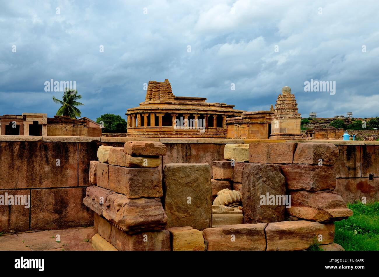 Temple de Durga, Aihole Temple complexe, Bagalkot, Karnataka, Inde Banque D'Images