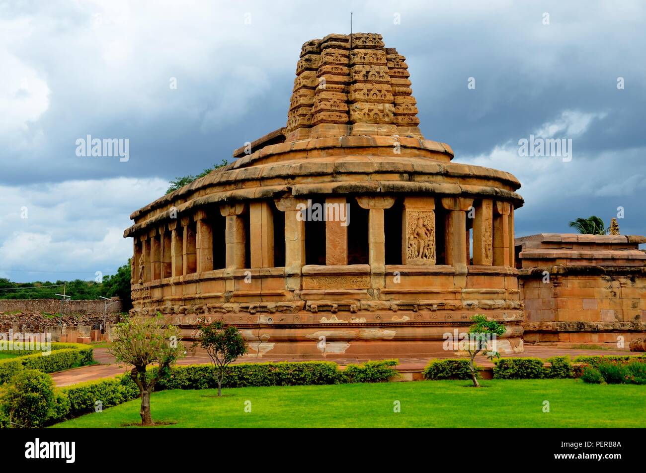 Temple de Durga, Aihole Temple complexe, Bagalkot, Karnataka, Inde Banque D'Images