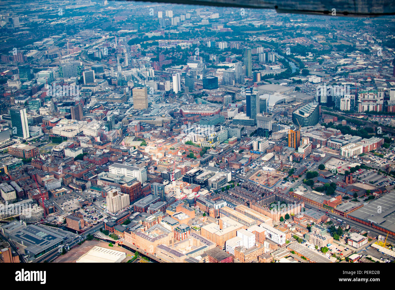 Le centre-ville de Manchester photo aérienne Banque D'Images