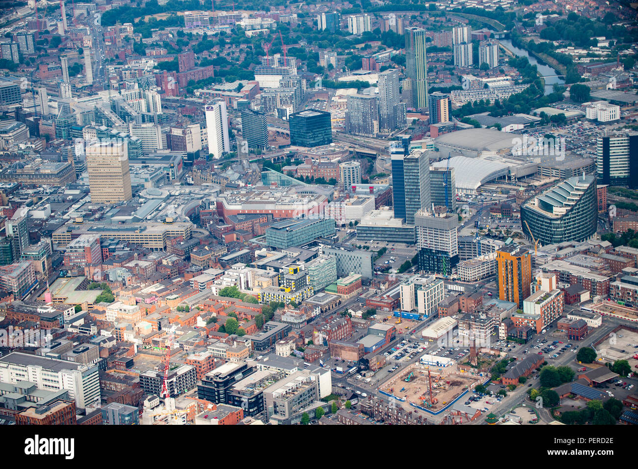 Le centre-ville de Manchester photo aérienne Banque D'Images