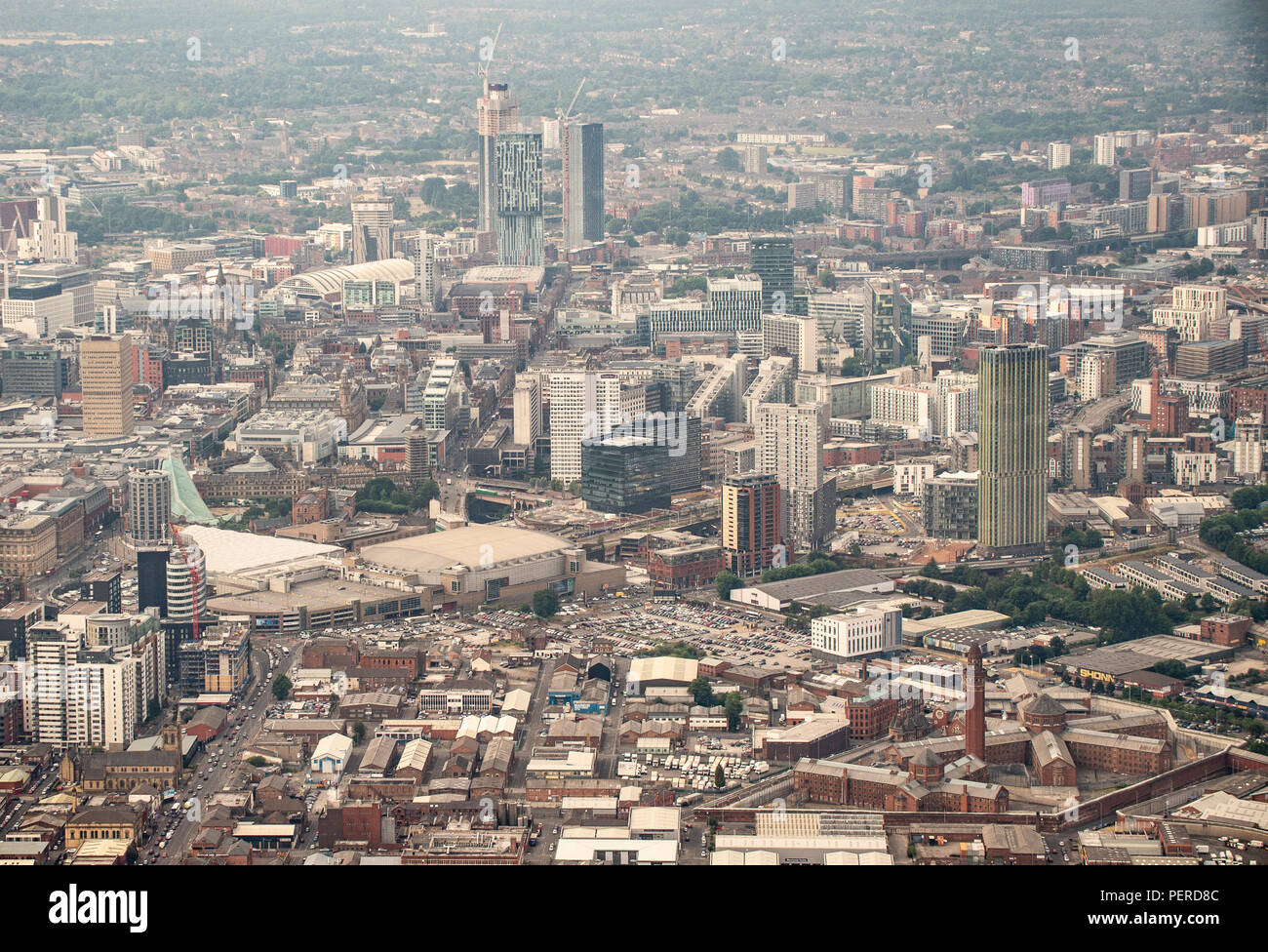 Le centre-ville de Manchester photo aérienne Banque D'Images