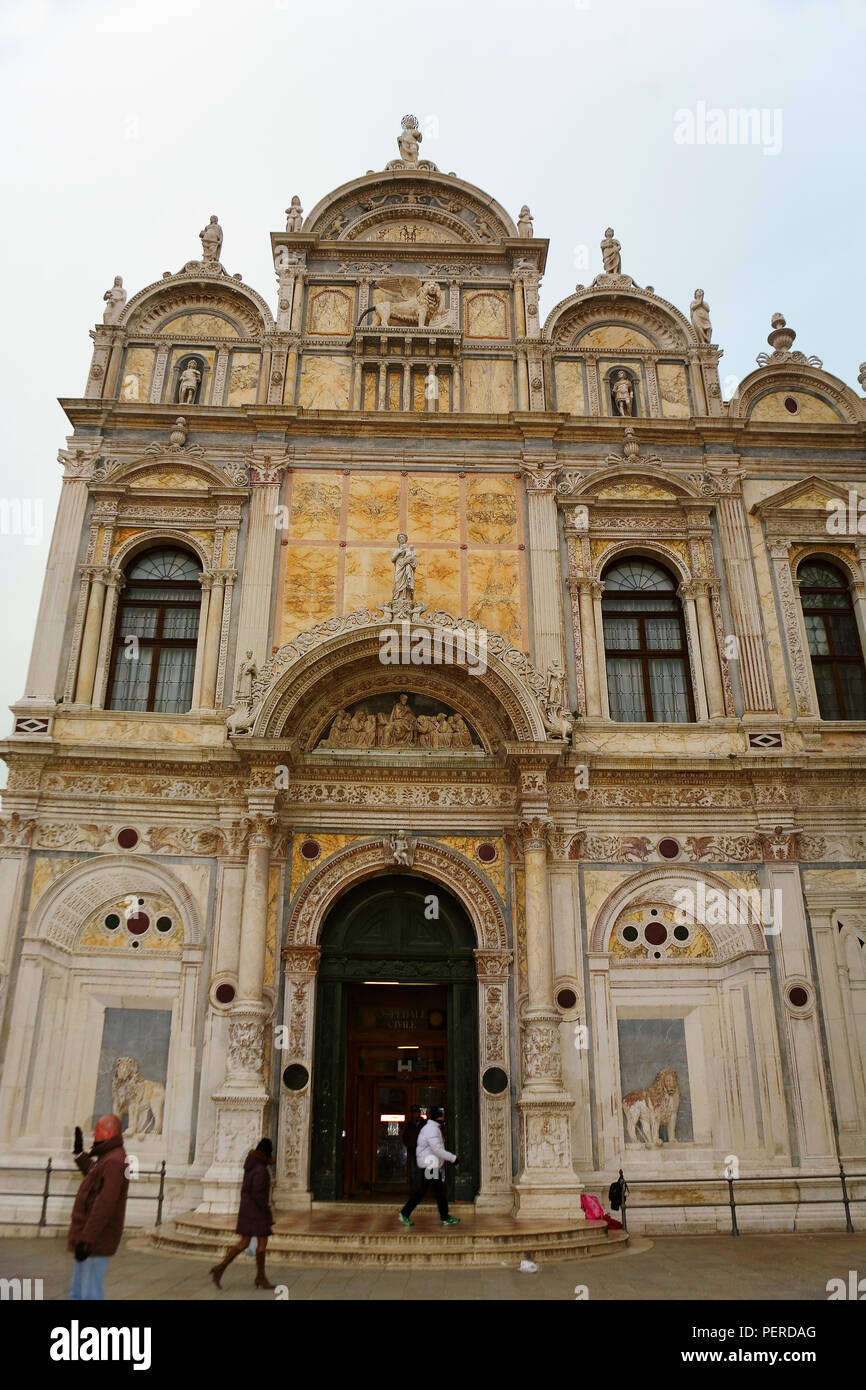 La Scuola Grande di San Marco de Campo di Santi Giovanni e Paolo : l'entrée principale de l'Ospedale Civile, Castello, Venise, Italie Banque D'Images