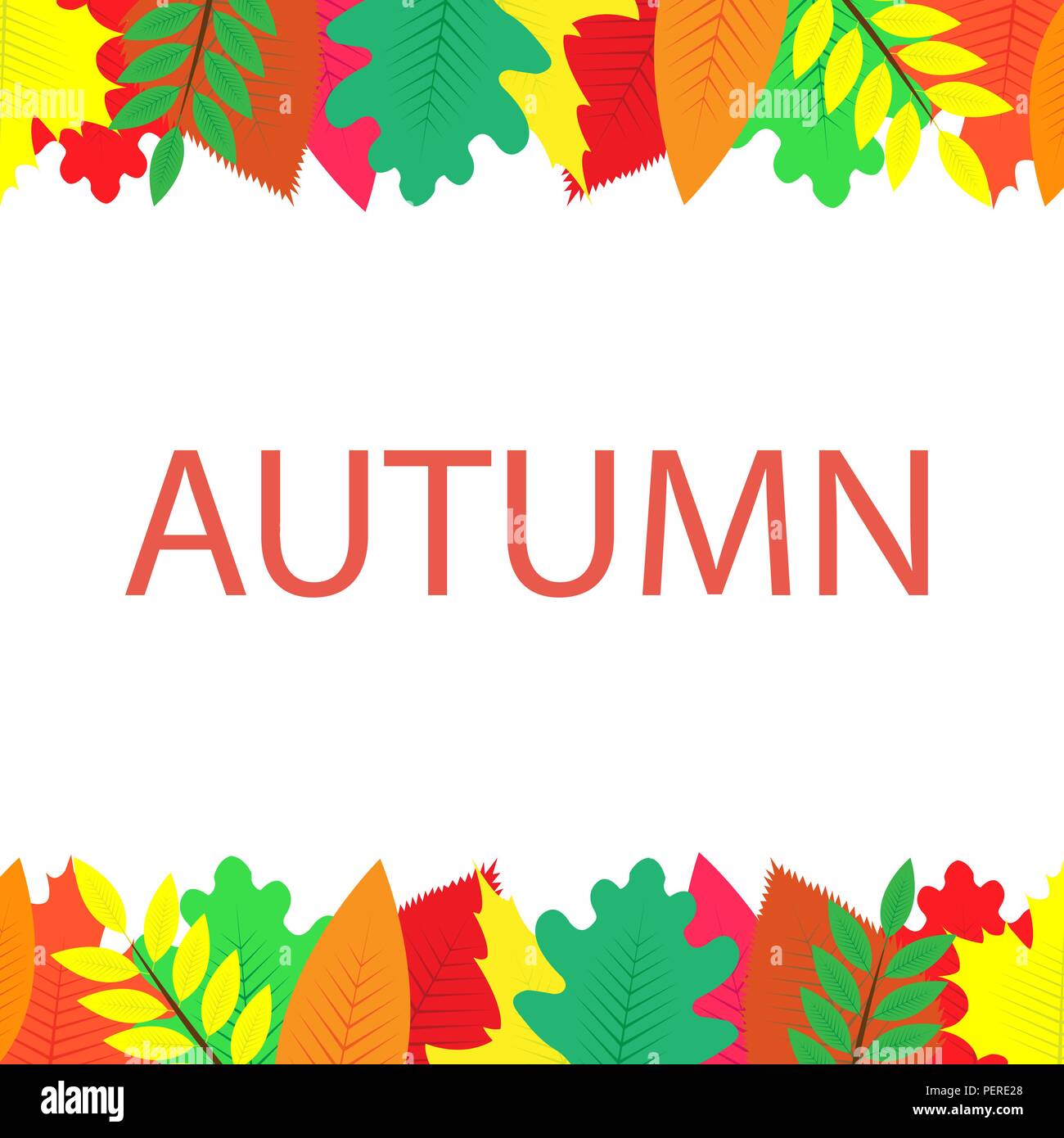 Bannière d'automne avec des feuilles colorées, fond blanc Illustration de Vecteur