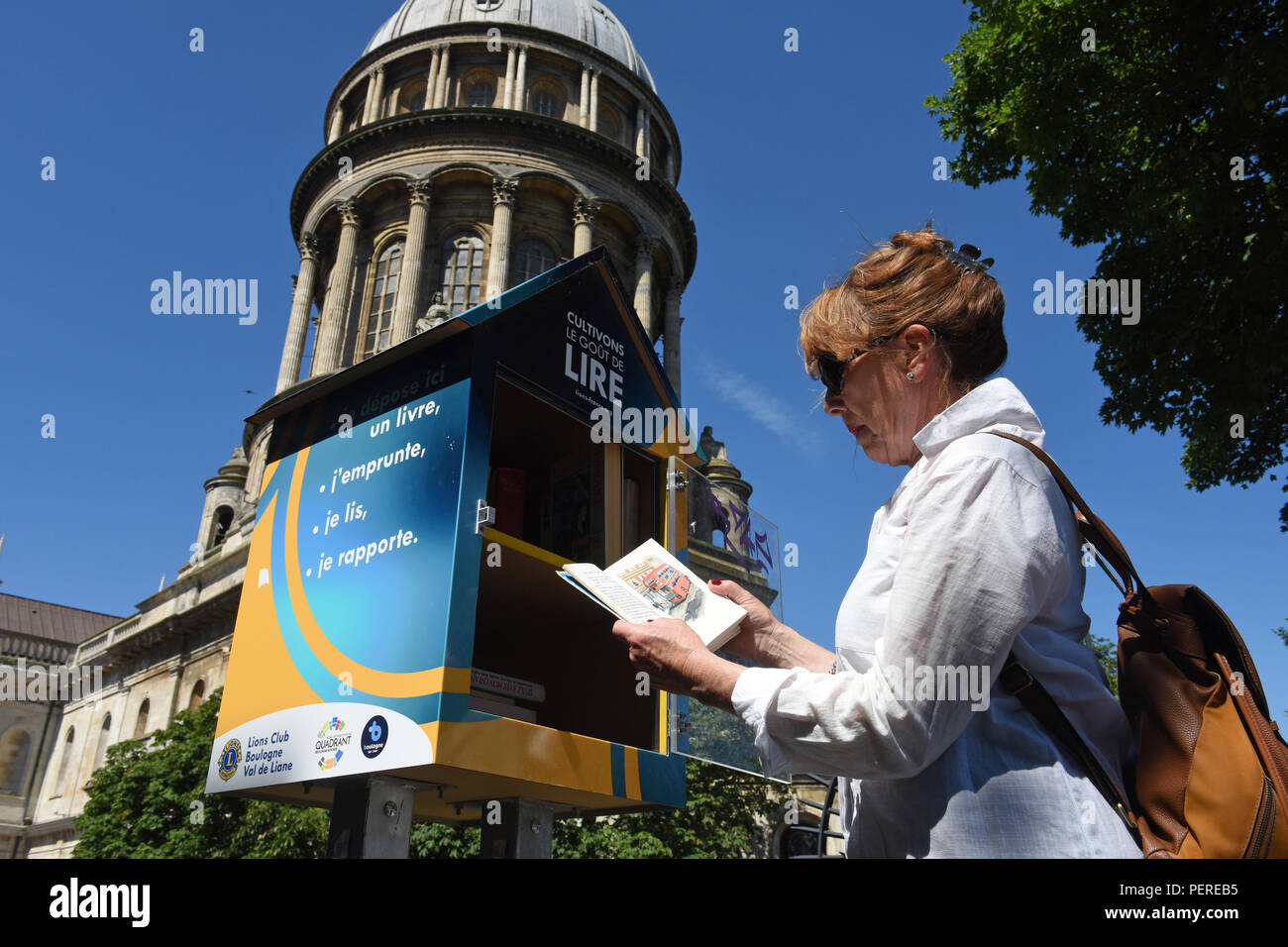 Boulogne-sur-Mer dans le nord de la France 2018 Lions Club libre communauté d'échange du livre bibliothèque Banque D'Images