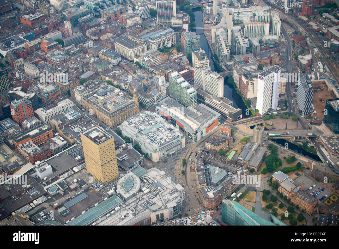 Le centre-ville de Manchester photo aérienne Banque D'Images