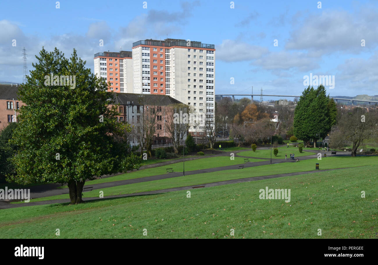 Une vue sur parc Dalmuir, Clydebank, Écosse Banque D'Images