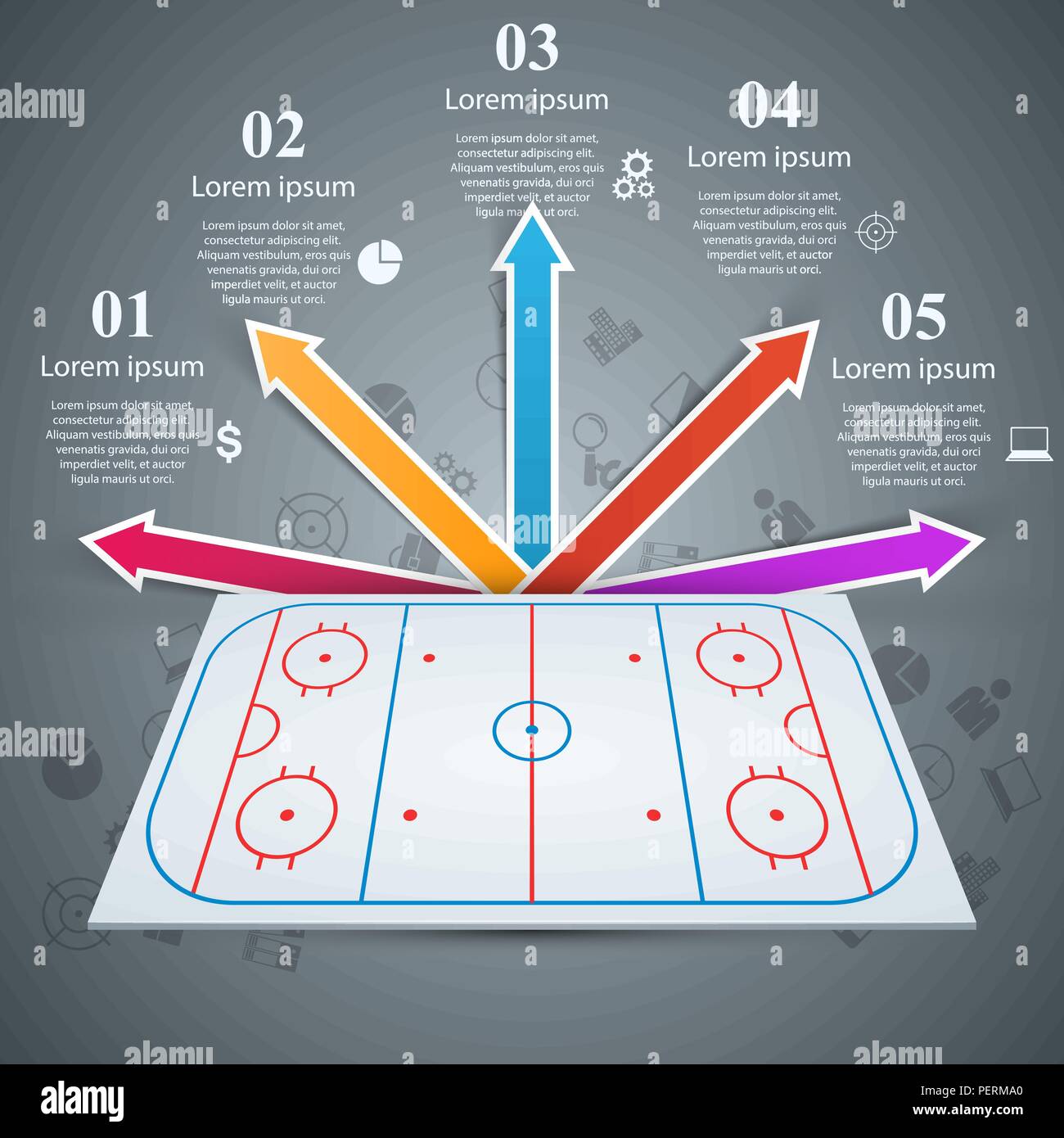 Terrain de hockey modèle - infographie d'affaires. Illustration de Vecteur