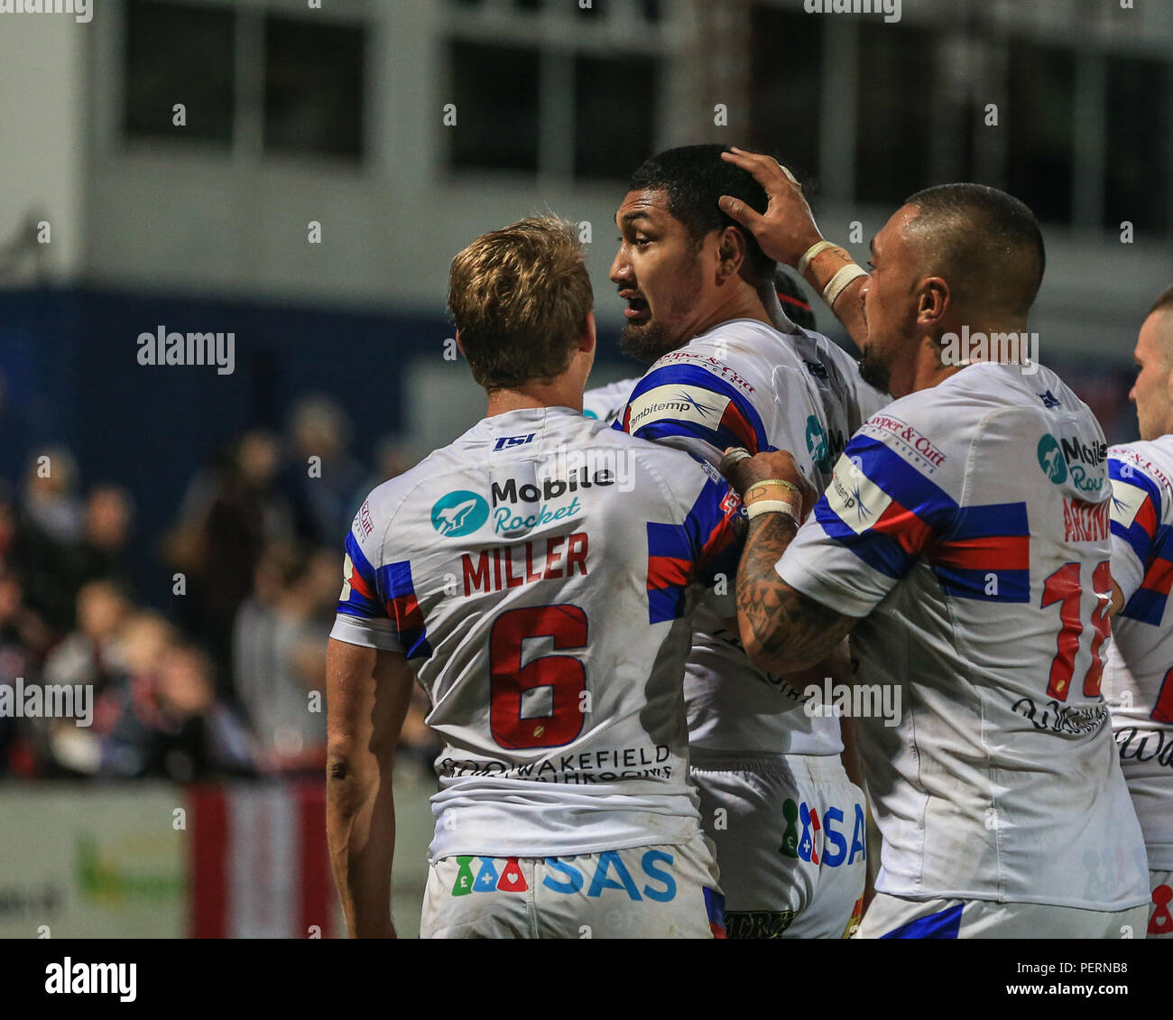 16 août 2018, Mobile Rocket Stadium, Wakefield, Angleterre ; Betfred Super League Super8 ,Wakefield Trinity v St Helens ; Pauli Pauli de Wakefield T Banque D'Images