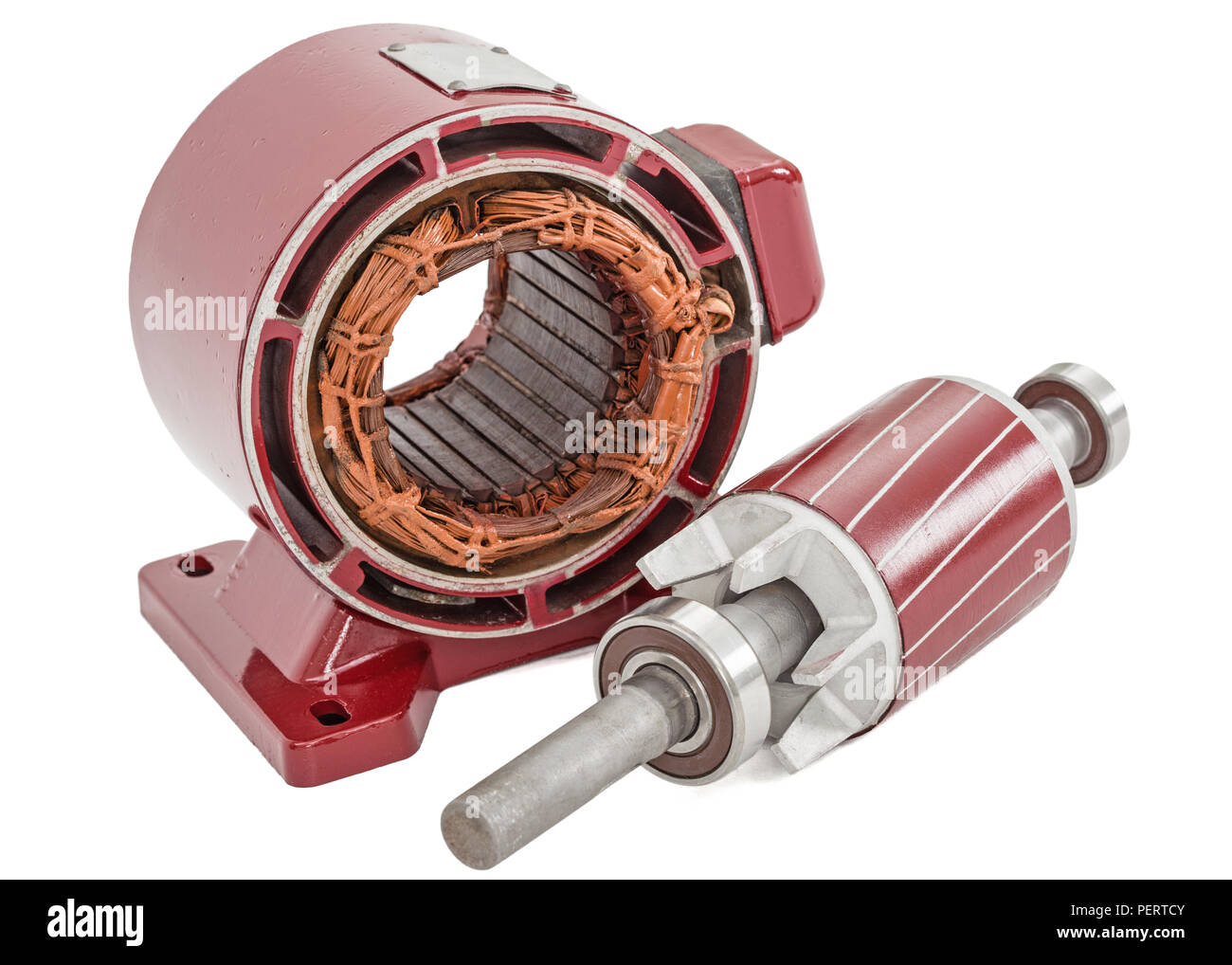 Le rotor et le stator de moteur électrique, isolé sur fond blanc Photo