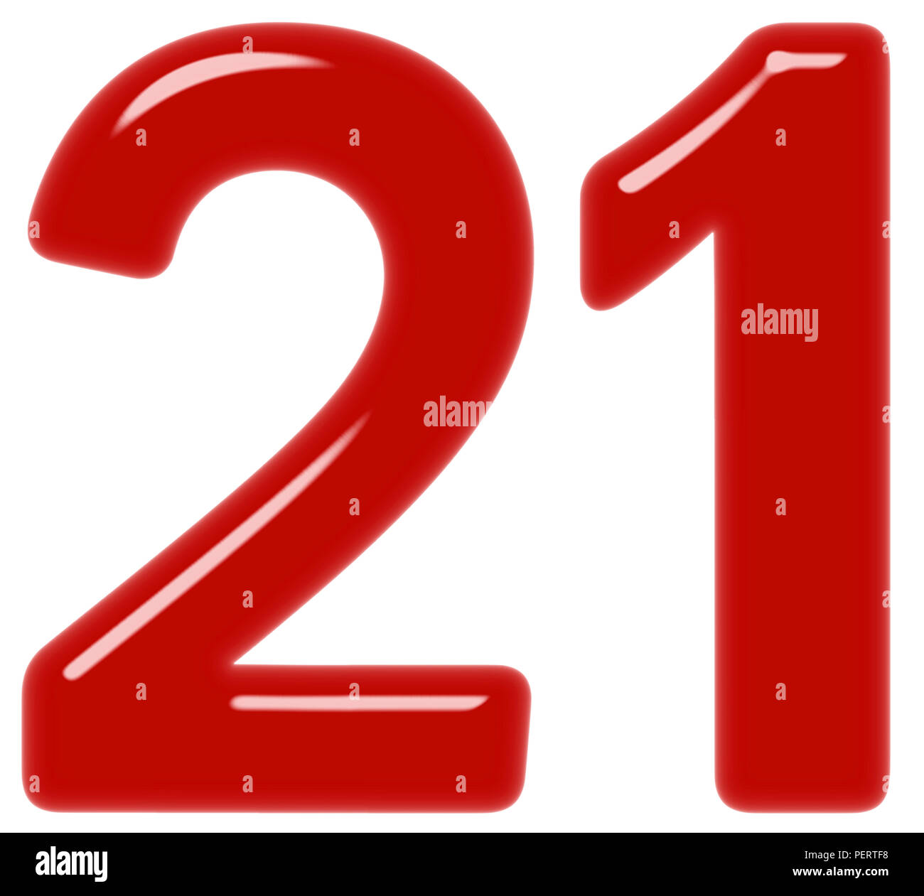 Chiffre 21 Vingt Et Un Isole Sur Fond Blanc 3d Render Photo Stock Alamy