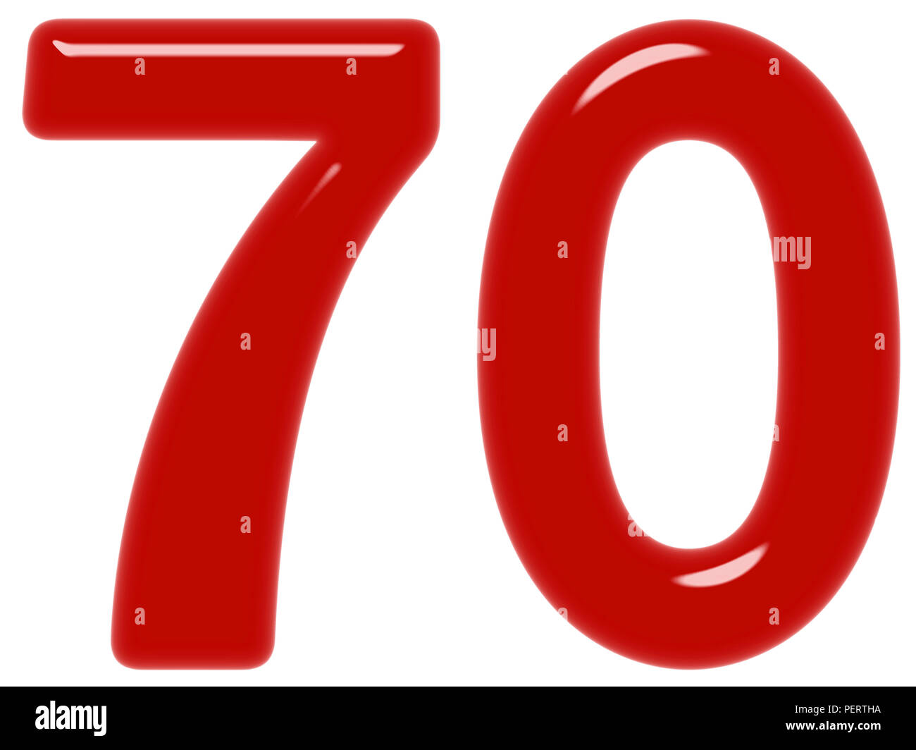 70, 70, chiffre isolé sur fond blanc, 3D render Banque D'Images