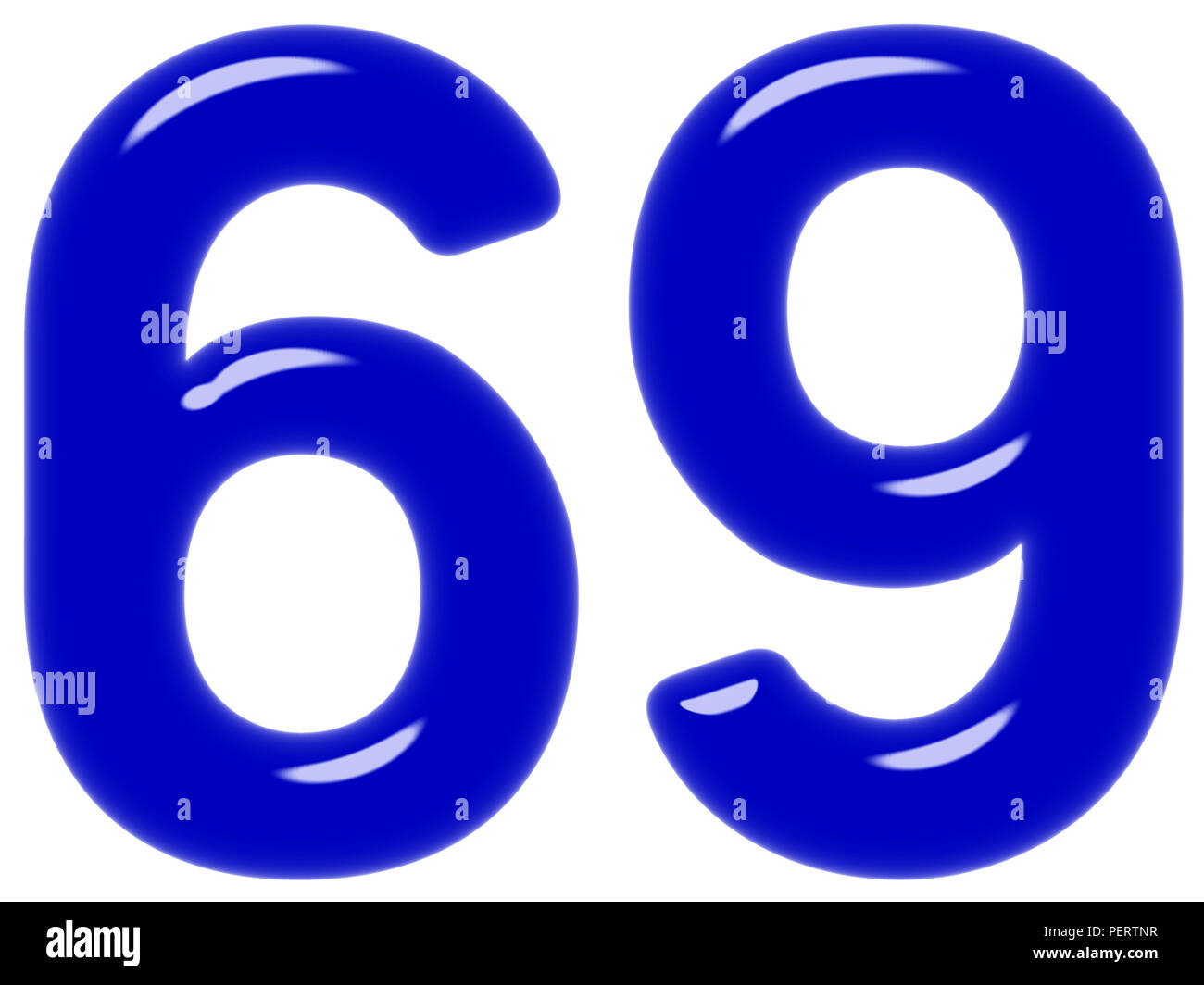 Chiffre 69, soixante-neuf, isolé sur fond blanc, 3D render Banque D'Images